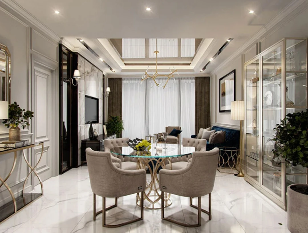 nội thất phòng khách liền bếp chung cư