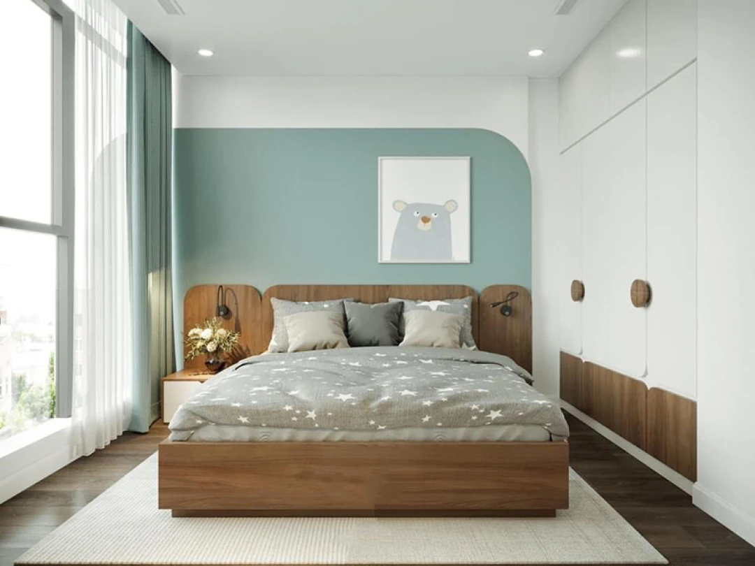 nội thất phòng ngủ cho bé màu xanh
