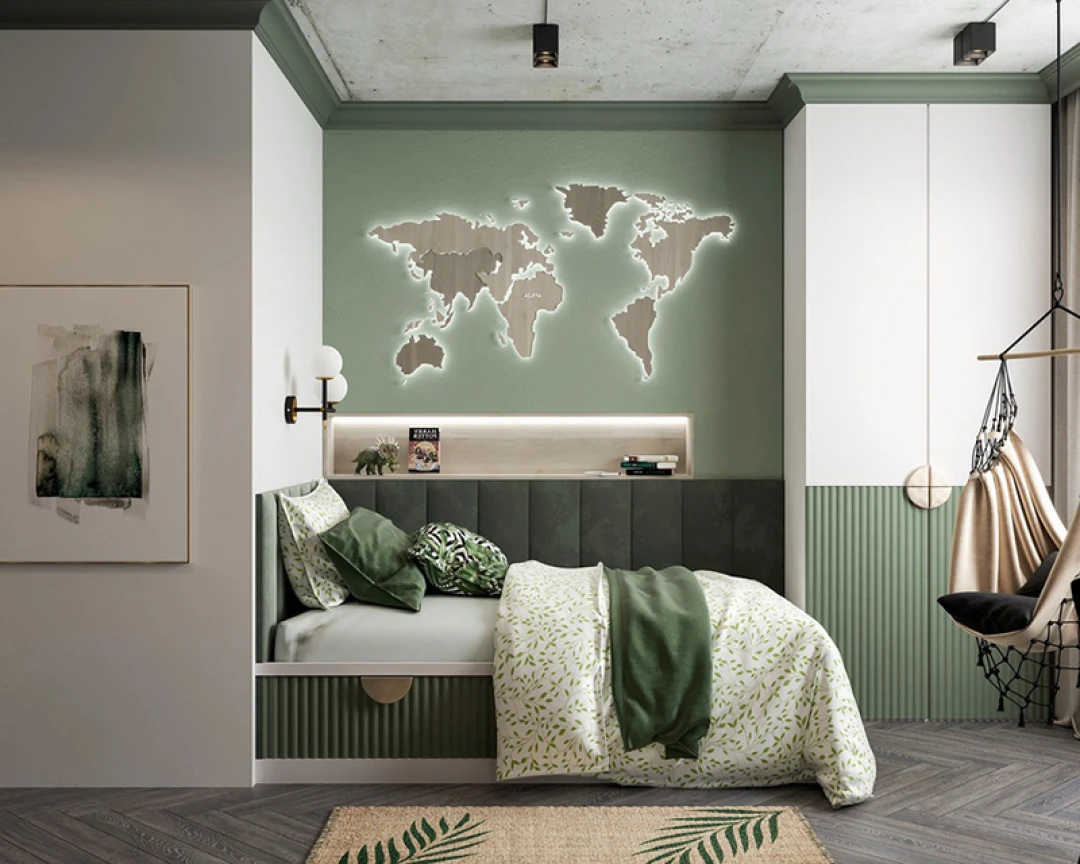 nội thất phòng ngủ cho bé màu xanh