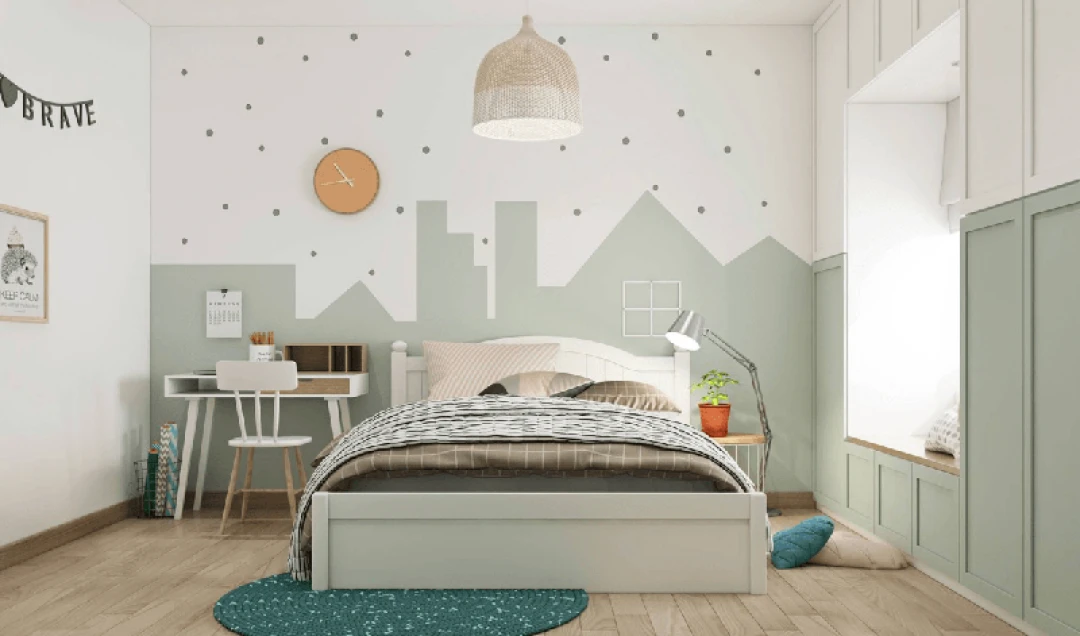 nội thất phòng ngủ cho bé màu xanh