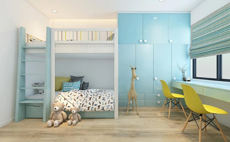 nội thất phòng ngủ cho bé màu xanh