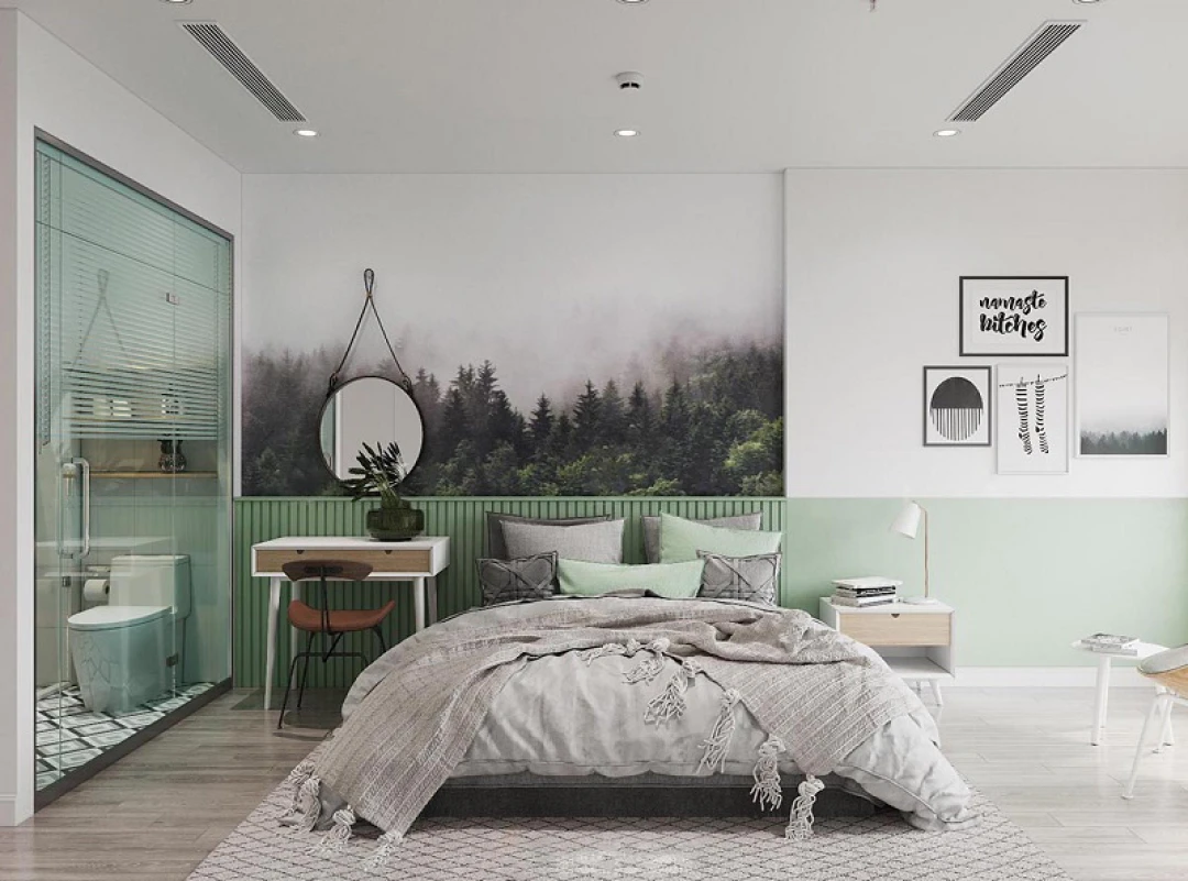 nội thất phòng ngủ cho bé màu xanh