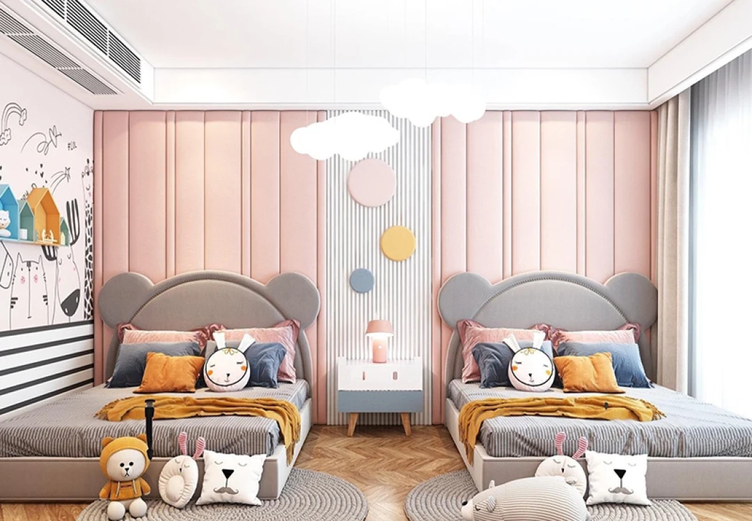 thiết kế nội thất phòng ngủ cho 2 bé gái