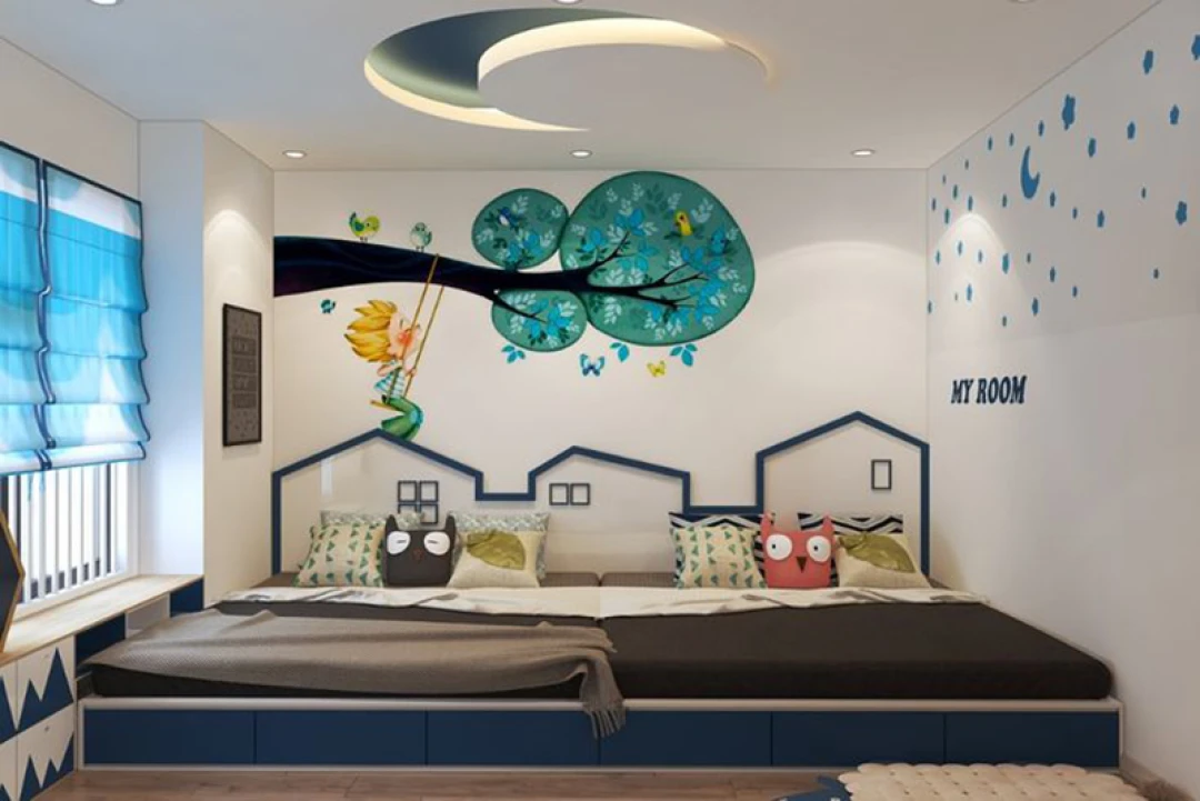 thiết kế nội thất phòng ngủ cho 2 bé gái