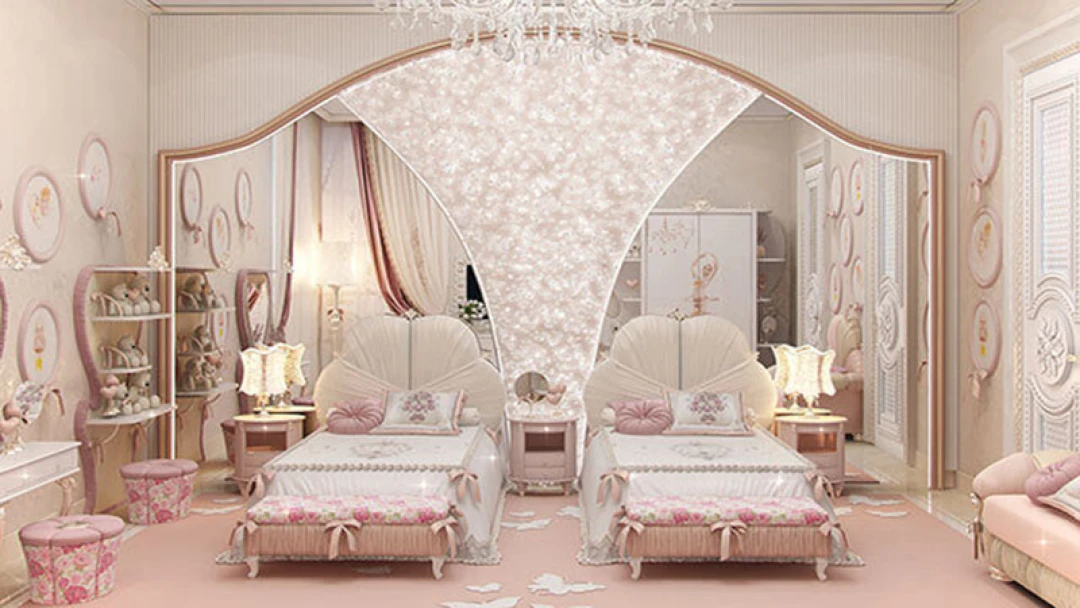 thiết kế nội thất phòng ngủ cho 2 bé gái