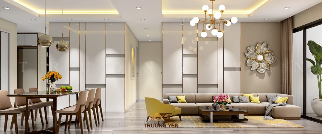 nội thất phòng khách với đồ gỗ