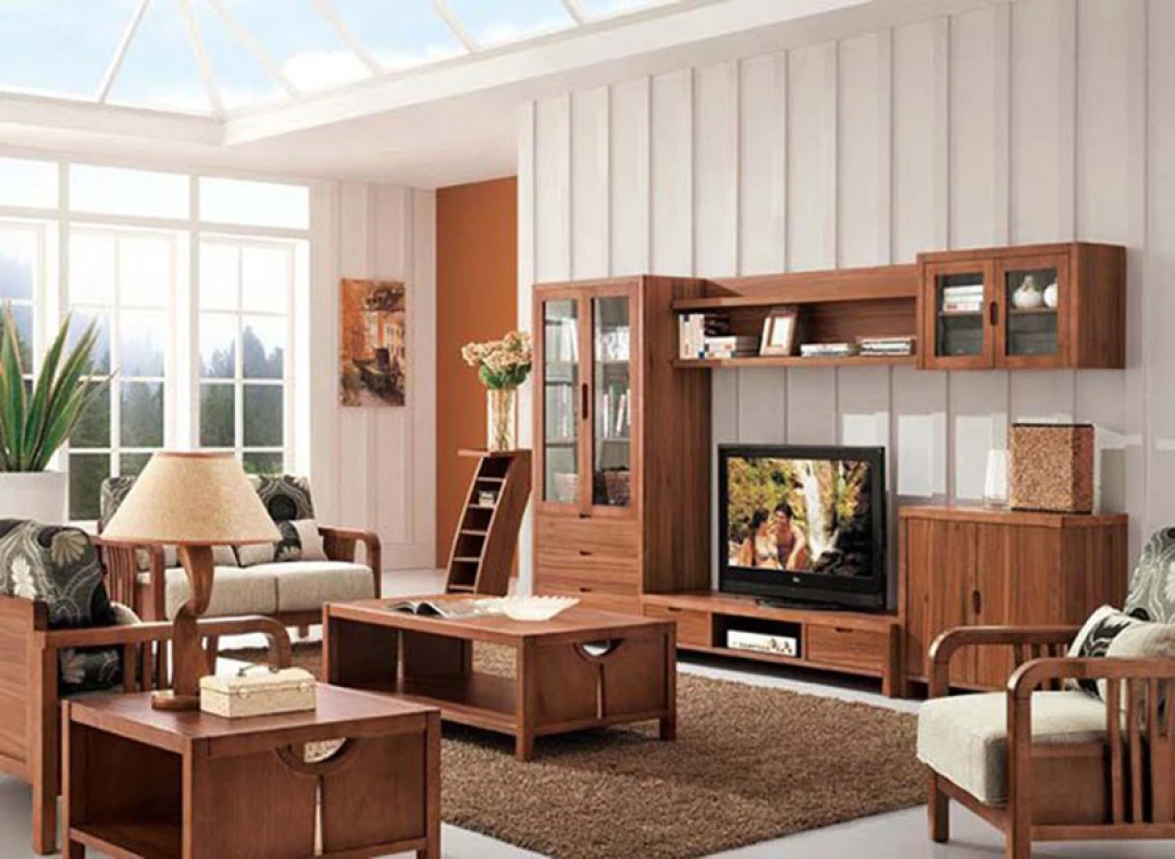 nội thất phòng khách với đồ gỗ